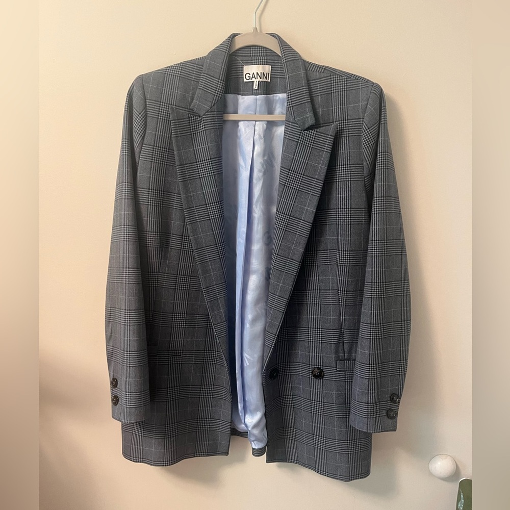 Ganni Blue Check Blazer | Size S